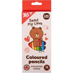 Карандаши цветные Yes Line Friends, 12 цветов (290705)