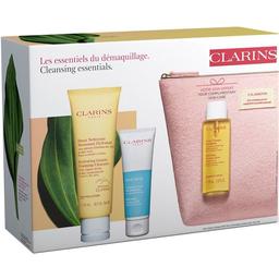 Подарочный набор Clarins Cleansing Gift Set: пенка для нормальной и сухой кожи, 125 мл + крем-скраб для лица, 50 мл + лосьон-тоник для лица, 50 мл + косметичка