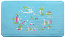 Дитячий гумовий килимок для ванної KinderenOK, розмір M, 58х34 см, блакитний з малюнком (071115)