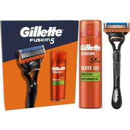 Подарунковий набір для чоловіків Gillette Fusion5: бритва зі змінним катриджем для гоління + гель для гоління 200 мл