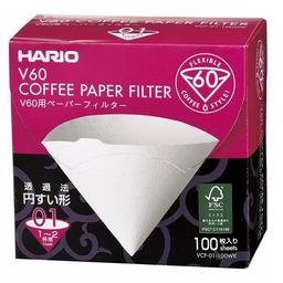 Паперові фільтри Hario V60 01 для пуровера, 100 шт, білі (VCF-01-100WK)