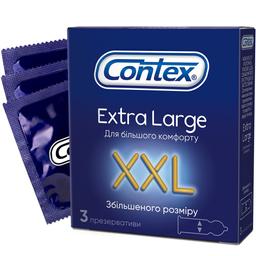 Презервативи латексні Contex Extra Large з силіконовою змазкою, збільшеного розміру, 3 шт. (3007310)