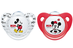 Пустушка силіконова Nuk Trendline Disney Mickey, ортодонтична, 6-18 міс., червоний з білим, 2 шт. (3952950)