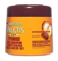 Маска-масло для волосся Garnier Fructis Потрійне відновлення, для сухих і пошкоджених волосся, 300 мл