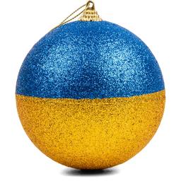 Куля новорічна Novogod'ko 12 см жовто-блакитна (974891)