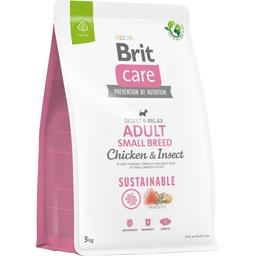 Сухой корм для собак малых пород Brit Care Dog Sustainable Adult Small Breed, с курицей и насекомыми, 3 кг