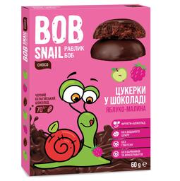 Натуральні цукерки Bob Snail Яблуко-Малина у чорному шоколаді, 60 г