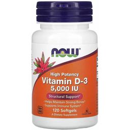 Вітамін D-3 Now Foods 5000 МО 120 гелевих капсул