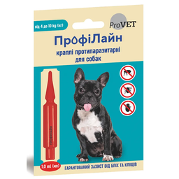 Краплі на холку для собак ProVET ПрофіЛайн, від зовнішніх паразитів, від 4 до 10 кг, 1 піпетка по 1 мл (PR241268)