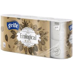 Туалетная бумага Grite Plius Ecological, трехслойная, 8 рулонов