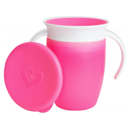 Чашка-непроливайка Munchkin Miracle 360 с ручками и крышкой, 207 мл, розовый (051855)