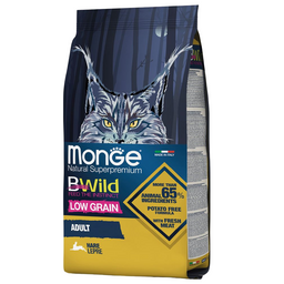Сухой корм для котов Monge Cat Bwild Low Grain, с мясом зайца, 1,5 кг