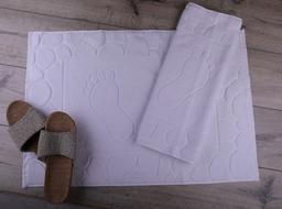 Полотенце для ног Aisha Home Ножки/Камешки, махровое, жаккард, 70х50 см, белое (5201-1001)