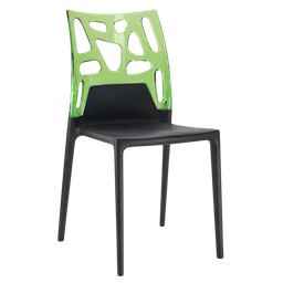 Стул Papatya Ego-Rock, черное сиденье, верх прозрачно-зеленый (388597)