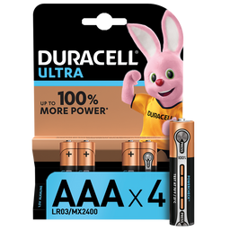 Щелочные батарейки мизинчиковые Duracell Ultra 1,5 V AAA LR03/MX2400, 4 шт. (5004806)
