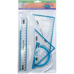 Набір ZiBi Kids Line: лінійка 20 см, 2 косинці, транспортир з блакитною смужкою (ZB.5680-14)