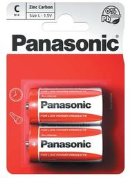 Солевые батарейки Panasonic 1,5 V C R14 Red Zink, 2 шт. (R14REL/2BPR)