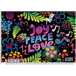 Альбом для рисования Школярик Яркая картинка с надписью Joy peace love, 30 листов (PB-SC-030-541)