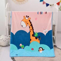 Плед-одеяло детское HomeBrand Жирафик, 140х110 см, разноцветный (45742)