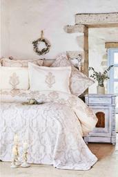 Набор постельного белья с покрывалом Karaca Home Matteo bej, евро, бежевый, 9 предметов (2000022190114)