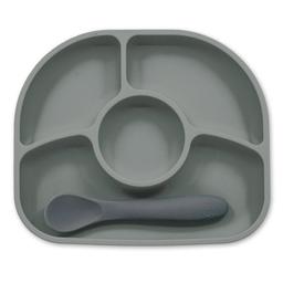 Силіконова тарілка на присосці з ложкою BBluv, сірий (B0153-G)