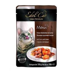 Вологий корм для котів Edel Cat, пауч із гусем і печінкою в соусі, 100 г (1000312/179994/1002025)
