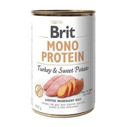 Монопротеиновый влажный корм для собак с чувствительным пищеварением Brit Mono Protein Turkey&Sweet Potato, с индейкой и бататом, 400 г