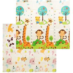 Детский коврик Poppet Малыш-жираф и Цифры-животные двухсторонний складной 200х180x1 см (PP021-200)