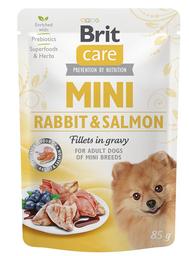 Беззерновий вологий корм для собак мініатюрних порід Brit Care Mini pouch, кролик і лосось в соусі, 85 г