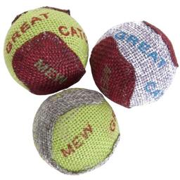 Іграшка для котів Camon кольорові джутові м'ячики, 4 см, 3 шт.