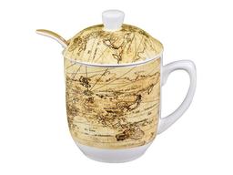 Чашка заварювальна Lefard Карта Світу, з ложкою, 300 мл (985-045)