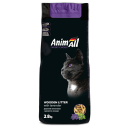 Древесный наполнитель для кошачьего туалета AnimAll, с ароматом лаванды, 2,8 кг, белый (111283)