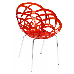 Крісло Papatya Flora-ML, прозоро-червоне сидіння, ніжки хром (286299)