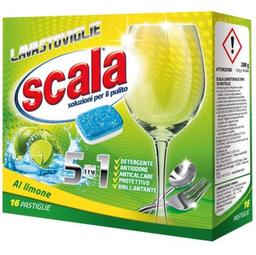 Таблетки для посудомийних машин Scala Lavastoviglie Pastiglie 5in1 Limone 16 шт.