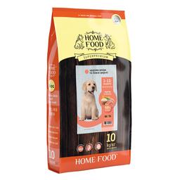 Сухой корм для щенков средних и больших пород Home Food Puppy Medium&Maxi Здоровая кожа и блеск шерсти, с индейкой и лососем, 10 кг