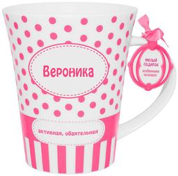 Кружка Be Happy Вероника, 350 мл, білий з рожевим (К_Горох025)