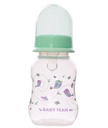 Пляшечка для годування Baby Team, з талією та силіконовою соскою, 125 мл, мятний (1111_мятный)