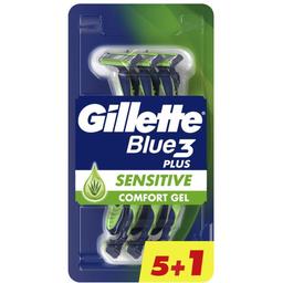 Одноразові станки для гоління Gillette Blue 3 Sensitive, 6 шт.