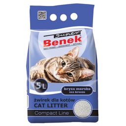 Бентонітовий наповнювач для котячого туалету Super Benek Компактний, з ароматом морського бризу, 5 л