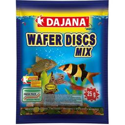 Корм Dajana Tropica Basic Wafer Discs mix для всех видов цветных донных рыб в чипсах 25 г