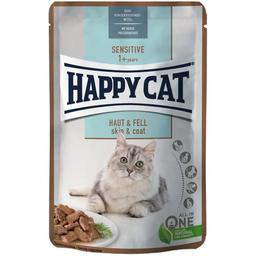 Вологий корм для котів з підвищеною чутливістю шкіри та шерсті Happy Cat Sensitive Haut&Fell, шматочки в соусі, 85 г