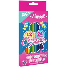 Карандаши цветные Yes Sweet Cream, двусторонние, 12 шт., 24 цвета (290675)