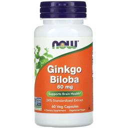 Гинкго Билоба Now Foods Ginkgo Biloba 60 мг 60 вегетарианских капсул