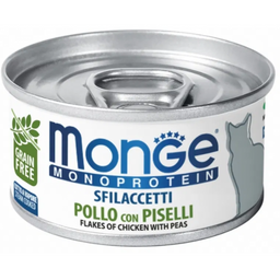 Вологий корм Monge Cаt Monoprotein м'ясні пластівці курка з горошком, 80 г (70007184)