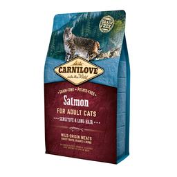 Сухой корм для кошек с чувствительным пищеварением Carnilove Cat Salmon Sensitive&Long Hair, с лососем, 2 кг