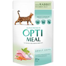 Вологий корм Optimeal для дорослих котів, з кроликом у моркв'яному желе, 85 г