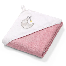 Полотенце с капюшоном BabyOno Месяц, 100х100 см, розовый с белым (142/10)