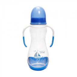 Пляшечка для годування Lindo, вигнута з ручками, 250 мл, блакитний (Pk 060 гол)