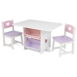 Дитячий стіл з ящиками і двома стільцями KidKraft Heart Table & Chair Set, рожевий (26913)