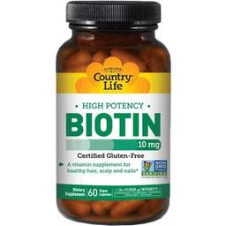 Биотин Country Life Biotin 10 000 мкг 60 капсул
